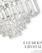 15'' Crystal Chandelier, 5-Tier Modern Chandelier with Polished Chrome Finish, Pendant Light for Dinning Room Kitchen Island Bedroom Entryway, CC4215-5W-PC