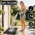 Yimobra Large Door Mat 60x36, All-Weather Waterproof Art Line Outdoor Mats for Front Door, Heavy Duty Non-Slip Welcome Matt for Garage Patio Proch Entryway Indoor, Black