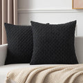 Kevin Textile Pack of 2 Corduroy Decorative Throw Pillow Covers 26x26 Inch Soft Boho Striped Pillow Covers Modern Farmhouse Home Decor for Spring Sofa Living Room Couch Bed Black