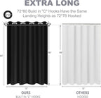 No Hook Shower Curtain, Black Modern Chevron Striped Luxury Hotel Style, Washable Waterproof Fabric for Bathroom, 15 Seconds Quick Install, 72W x 80L Inches