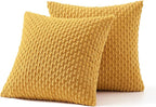 MIULEE Pack of 2 Decorative Throw Pillow Covers 20x20 Inch Soft Boho Striped Textured Corduroy Pillow Covers Modern Farmhouse Home Decor for Couch Bed Sofa Living Room Yellow