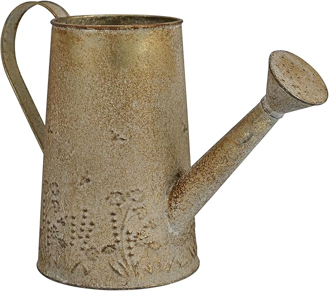 Vintage Metal Watering Can with Handle Rustic Farmhouse Watering Can Flower Pot Distressed Decorative Planter Retro Gardening Flower Bucket for Home Indoor Outdoor Garden Balcony Courtyard (White#4)