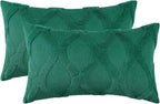 decorUhome Christmas Throw Pillow Covers 12x20 Inch Set of 2, Soft Plush Faux Fur Wool Lumbar Green Couch Pillow Covers, Decorative Neutral Pillow Cases for Bed Sofa Living Room Home Decor