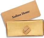 Solino Home Linen Table Runner 72 Inches Long - Athena, 100% Pure Linen Chambray Mustard Yellow Table Runner 14 x 72 Inch for Dining