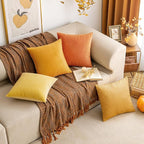 EMEMA Fall Lemon Yellow Velvet Throw Pillow Covers 18x18 Inch Set of 2 Decorative Square Pillowcase Soft Solid Cushion Case for Couch Sofa Bed Bedroom Livingroom