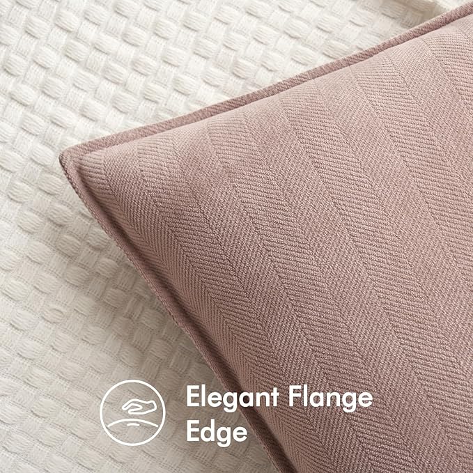 MIULEE Pack of 2 Blush Pink Decorative Lumbar Pillow Covers 12x20 Inch Soft Chenille Luxurious Couch Throw Pillows Farmhouse Cushion Covers with Elegant Design for Sofa Bedroom Living Room Home Decor