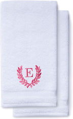 Decorative and Monogrammed Hand Towels for Bathroom Kitchen Makeup | Personalized Gift for Wedding-Bridal | Roman Font Custom Luxury Turkish Towel | Spa Collection, Oversized, 16 X 30 Inch, Set of 2