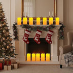 Amagic 2 Pack 8" x 4" Outdoor Plastic Electric flameless Candles with Remote Control and Timer, Battery Operated Flickering LED Pillar Fake Candle for Home, Wedding Decor, Ivory