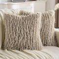 FUTEI Khaki Decorative Throw Pillow Covers 20x20 Inch Set of 2,Soft Fluffy Faux Feather Texture Cushion Cases,Modern Home Luxury Decor for Couch Bed Living Room