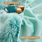 XeGe 2 Pieces Faux Fur Throw Pillow Covers, Shaggy Fluffy Cushion Covers, Cute Fuzzy Decorative Pillow Covers, Plush Furry Velvet Pillowcases for Bed Couch Living Room (18''x18'', Aqua Ombre)