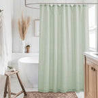 KGORGE Linen Shower Curtain - Semi Sheer Lightweight Button Hole Half Privacy Quick Dry Shower Curtains for Bathroom Bathtub Decor, Sage Green, 72 x 90 inches Long, Hooks Included