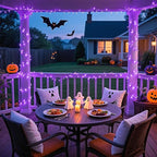 JMEXSUSS Purple Halloween Lights Clear Wire, 66ft 200 LED Purple String Christmas Lights Indoor Outdoor Waterproof Plug in for Tree Bedroom Indoor Party Halloween Decorations