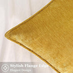 decorUhome Couch Throw Pillow Covers 18x18 Set of 2, Decorative Soft Euro Neutral Chenille Pillow Covers with Elegant Design for Sofa Bed Living Room Home Decor, Mineral Yellow