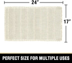 H.VERSAILTEX Upgraded Waffle Bath Mat Super Absorbent Non Slip Bath Rug for Bathroom Floor, 17" x 24", Ivory