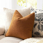Foindtower Pack of 2, Curly Faux Fur Decorative Throw Pillow Covers Soft Fuzzy Plush Cushion Case with Zipper Cozy Pillowcase for Home Living Room Couch Bed Sofa 24 x 24 Inch, Bronze