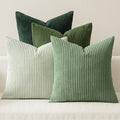 MIULEE Boho Farmhouse Sage Green Throw Pillow Covers 22x22 Inch Set of 4 Mordern Nordic Cushion Covers Soft Corduroy Christmas Home Decor for Couch Bed Sofa Living Room Forest Green