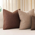 Foindtower Pack of 2 Textured Boucle Throw Pillow Covers Accent Solid Pillow Cases Cozy Soft Decorative Couch Cushion Case for Chair Sofa Bedroom Living Room Home Decor 18x18 Inch Red Taupe