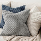MIULEE Pack of 2 Decorative Throw Pillow Covers 16x16 Inch Soft Boho Striped Textured Corduroy Pillow Covers Modern Farmhouse Home Decor for Couch Bed Sofa Living Room Blue