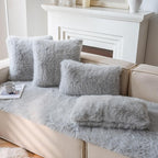 Neelvin Light Grey Faux Fur Cozy Fluffy Double-Sided Decorative Throw Pillow Covers 16x16 inch Set of 2,Velvet Pillowcase Cushion Case for Sofa Couch