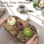 100% Real Natural Marble Tray for Bathroom, Luxury Dark Brown Stone Vanity Tray, Decorative Oval Trays for Countertop Storage, Organizer, Vanity, Dresser, Kitchen, Home Decor, 11.8" x 6", Brown