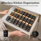 EDELHAUS® Square Spice Jars with Bamboo Wooden Lid (Pack of 24) Spice Jars with Shaker Insert and 240 Labels - Bamboo Lid Glass Container for Spice Organisation [4.3 in × 1.8 in]
