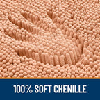 OLANLY Bathroom Rugs 24x16, Extra Soft Absorbent Chenille Bath Rugs, Rubber Backing Quick Dry, Machine Washable Bath Mats for Bathroom Floor, Tub and Shower, Home Decor Accessories, Peach