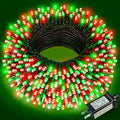 100FT 300 LED Christmas Lights Outdoor, Plug in Christmas Tree Lights with 8 Modes Waterproof, Green Wire String Twinkle Lights for Indoor House Yard Garden Xmas Party Holiday Decorations, Red Green