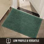 Sturdy Front Door Mat, Absorbent Muddy Dirt Resist Welcome Door Mats Outdoor Indoor, Stain and Fade Resistant, Non-Slip Rubber Backing Low Profile Doormat for Entryway, 47×32, Green