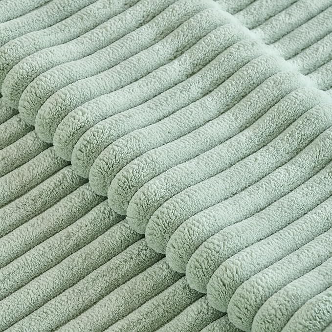 Fancy Homi Set of 2 Sage Green Boho Lumbar Decorative Throw Pillow Covers 12x24 Inch for Bedroom Couch Chair, Soft Cozy Corduroy Rectangle Cushion Case, Bohemian Home Decor, Men Women Teen Girls Gift