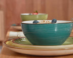 ONEMORE Plates and Bowls Set - Microwavable, Oven & Dishwasher Safe Porcelain Dinnerware Set - Scratch Resistant, Ceramic Dishware for 4(12pcs) - Assorted Colors
