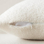 Foindtower Pack of 2, Curly Faux Fur Decorative Throw Pillow Covers Soft Neutral Plush Cushion Case with Zipper Cozy Pillowcase for Home Living Room Couch Bed Sofa 22 x 22 Inch, Cream White