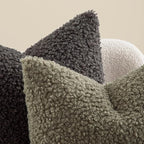 MIULEE Pack of 2 Throw Pillow Covers 20x20 Inch Olive Green Faux Fur Decorative Sherpa Pillow Covers Fuzzy Accent Soft Sheepskin Fleece Cushion Cases for Boho Home Decor Couch Living Room Bed