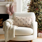 MIULEE Christmas Tree Decorative Pillow Covers Faux Fur Wool Throw Pillows Soft Plush Cushion Covers Set of 2 Xmas Home Decor Winter Holiday for Sofa Couch Livingroom Bed 12x20 Inch Beige