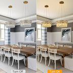 Crystal Chandelier, 16.5" 6-Light Small Chandelier for Living Room, Round Chandeliers for Bedroom Dimmable, Foyer Chandeliers for Entryway, Gold Ceiling Light Fixture Hanging Lights