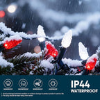 Joiedomi C6 Red & White Christmas Lights, 100 LED Steady On Strawberry Lights, 33.66 FT Connectable Christmas String Lights for Indoor Outdoor Party Home Yard Xmas Tree House Decorations, Green Wire