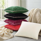 decorUhome Christmas Chenille Soft Throw Pillow Covers 26x26 Set of 2, Farmhouse Velvet Neutral Decorative Euro Pillow Covers with Stitched Edge for Couch Sofa Bed Home Decor, Green