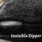 Black Decorative Throw Pillow Covers 24x24 Inch Set of 2 Cozy Soild Chenille Cushion Cases Soft Textured Square Couch Pillows Cover Boho Accent Farmhouse Pillowcases for Sofa Bed