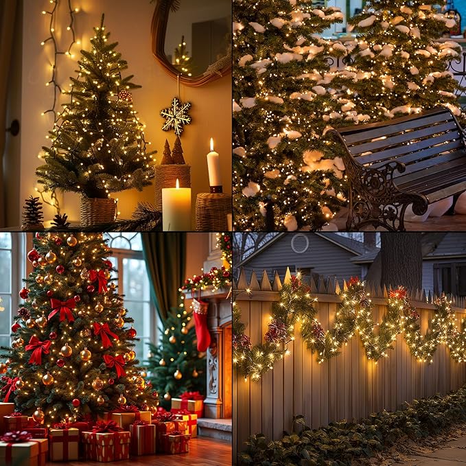 Extra Long 264Ft 800 LED Christmas Lights with Timer, Green Wire Fairy Starry String Lights Plug in, 8 Modes and Memory, forIndoor Outdoor Xmas Tree Wedding Party Decoration,Warm White
