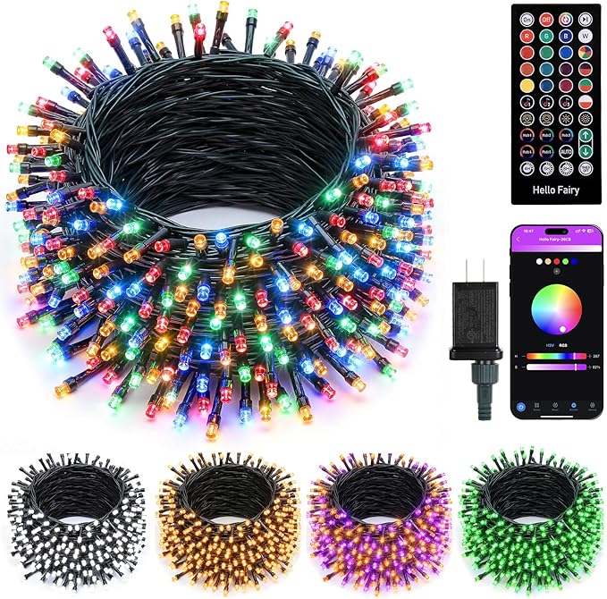 Minetom LED Color Changing Smart RGB Christmas Tree Lights, 264ft 800LED String Lights, 16 Milion Adjustable Colors Fairy Lights with Remote & Timer & Memory Function for Xmas Tree Holiday Party
