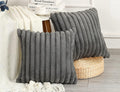 PANOD Set of 2 Faux Fur Decorative Throw Pillow Covers 18 x 18 Grey,Luxury Plush Modern Accent Funky Boho Pillow Covers Pillow Case Cushion Case for Couch Bed Sofa Farmhouse Livingroom Bedroom