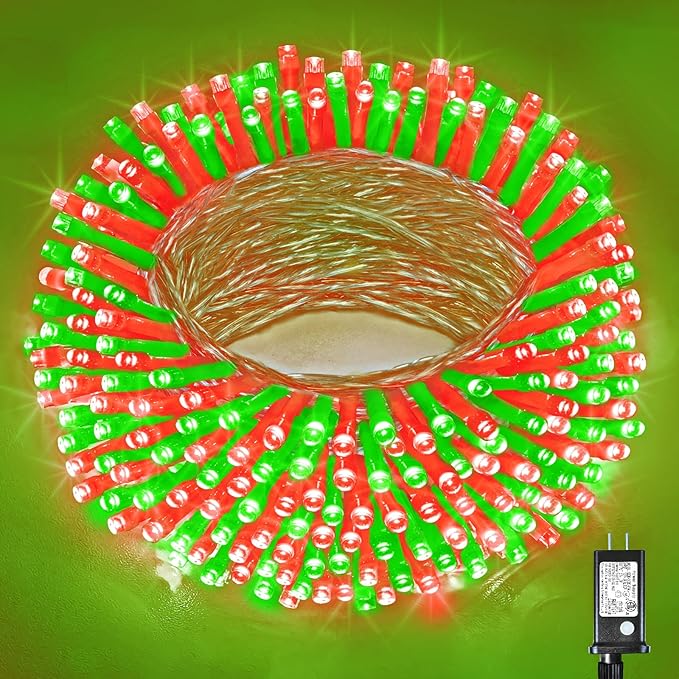 500 LED Christmas Lights Outdoor - 165ft Extra Long Christmas String Lights 8 Modes Waterproof Plug in Twinkle Fairy Light for Bedroom Indoor Outside Home Party Decoration, Red&Green