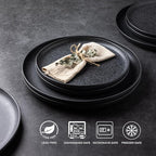 AmorArc Ceramic Dinner Salad Plates Set of 6, Wavy Rim 8.5 Inch Dish Set, The Dessert,Salad, Appetizer, Small Dinner etc Plate,Microwave, Dishwasher Safe, Scratch Resistant - Matte Speckled