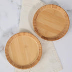 Bamboo Dinner Plates Set of 2, 7.5-inch Wooden Serving Plates with Raised Edges for Snack/Dessert, Round Lightweight Dishes Doubles as Pasta Bowls for Fruit/Salads, Wide and Shallow