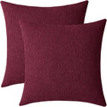 Jeneoo Burgundy Red Decorative Square Thick Throw Pillow Covers Fine Textured Boucle Couch Cushion Cases for Home Livingroom Sofa Decor, Set of 2, 18 x 18 Inch