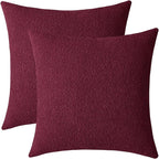 Jeneoo Burgundy Red Decorative Square Thick Throw Pillow Covers Fine Textured Boucle Couch Cushion Cases for Home Livingroom Sofa Decor, Set of 2, 20 x 20 Inch