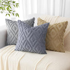 Pallene Light Khaki Throw Pillow Covers 12x20 Set of 2, Soft Plush Faux Fur Decorative Lumbar Couch Pillow Covers for Sofa Bed Living Room Pillow Cases with 3D Diamond Pattern
