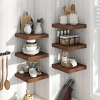 Floating Shelves for Wall with Invisible Brackets, Wall Mounted Engineered Wood Shelves with Wood Grain for Living Room, Bedroom, Bathroom, Kitchen Decor and Storage, Oak, 12"L Set of 3, Walnut