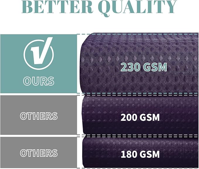 Purple Long No Hook Waffle Weave Shower Curtain with snap-in Liner Replacement, 230GSM Waterproof Fabric Hotel Shower Curtain Set for Bathroom, Through Mesh Top Window,71Wx80H