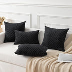 Kevin Textile Pack of 2 Corduroy Decorative Throw Pillow Covers 26x26 Inch Soft Boho Striped Pillow Covers Modern Farmhouse Home Decor for Spring Sofa Living Room Couch Bed Black