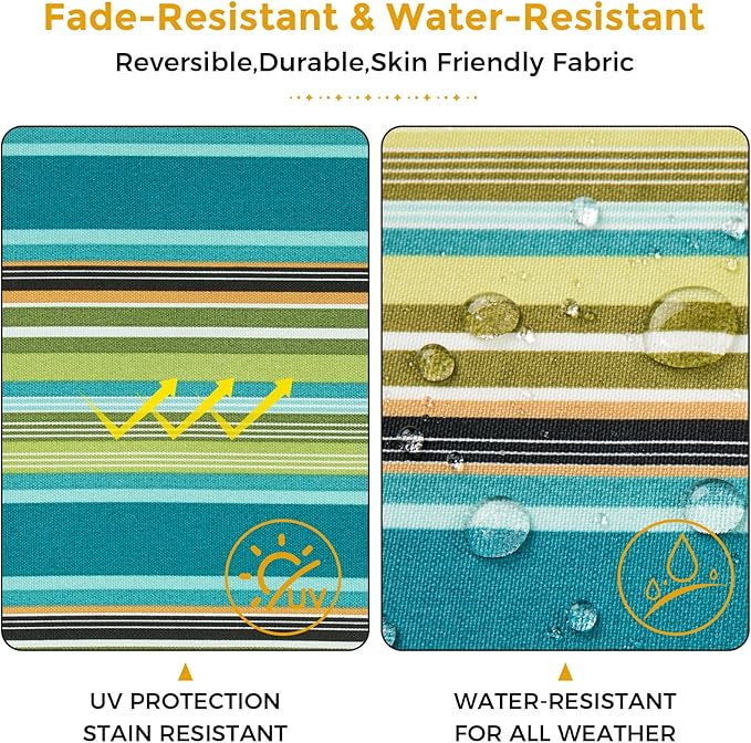 Outdoor Lumbar Pillows Water Resistant 12x20 inch,Decorative Throw Pillow Set of 2 with Insert,Hidden Zipper Headrests for Patio Furniture Sofa Couch Chair(Green Stripe)